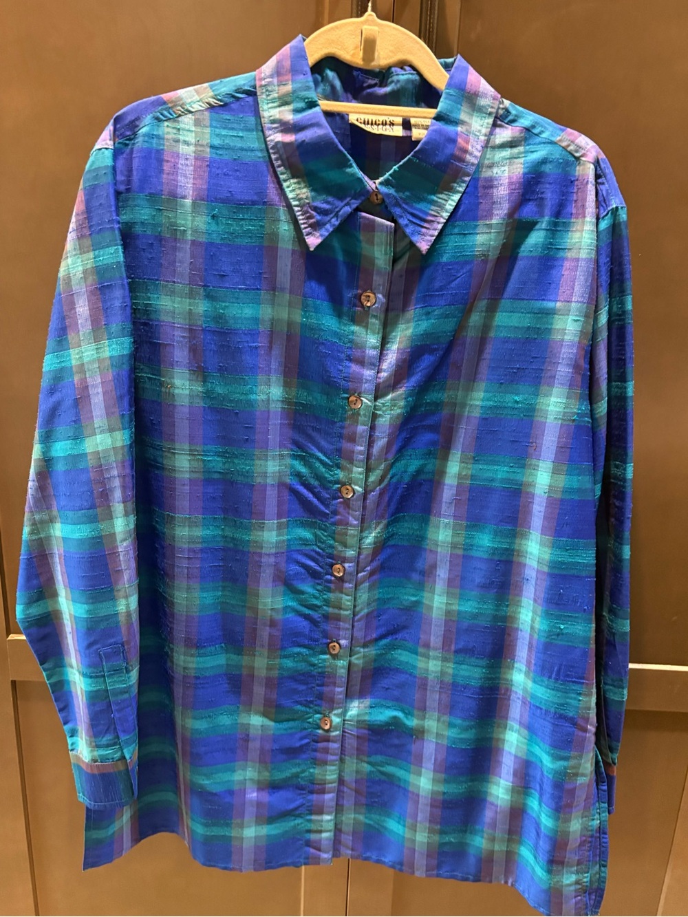 Chico’s Design Plaid Button Front Shirt Jacket, 3/16/XL